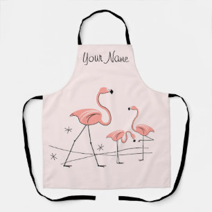 Flamingos Pink Trio 2 Name Apron Schort