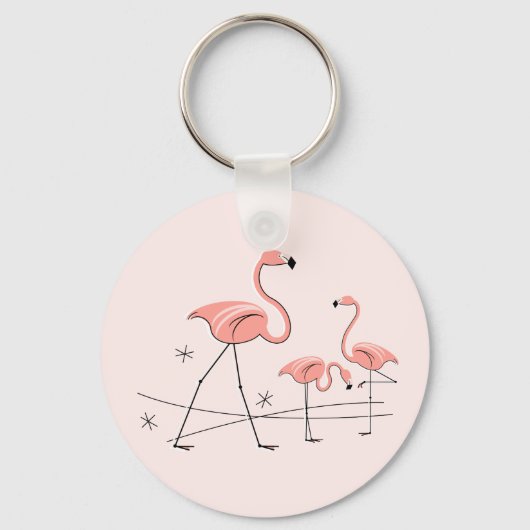 Flamingos Pink Trio 2-sleutelketen Sleutelhanger (Voorkant)