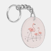 Flamingos Pink Trio 2 Tekst achterkant acrylsleute Sleutelhanger (Voorkant Links)