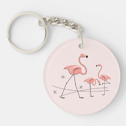 Flamingos Pink Trio 2 Tekst achterkant acrylsleute Sleutelhanger (Voorkant)
