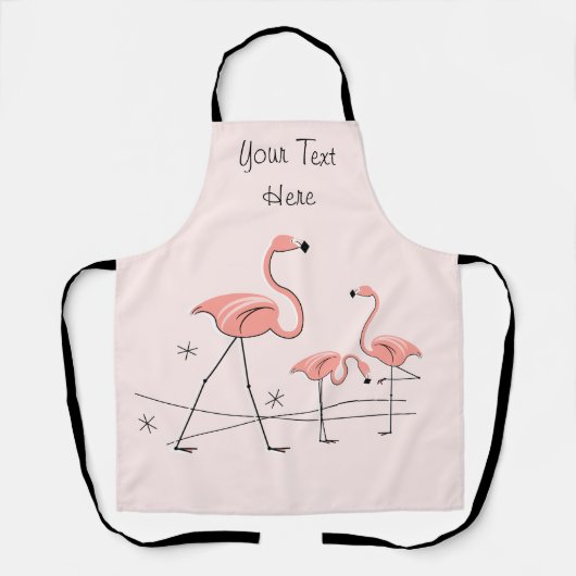 Flamingos Pink Trio 2 Text Apron Schort (Voorkant)
