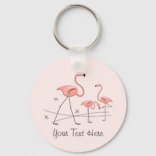 Flamingos Pink Trio 2 Text key chain Sleutelhanger (Voorkant)