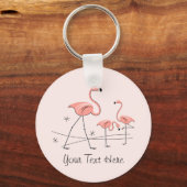 Flamingos Pink Trio 2 Text key chain Sleutelhanger (Voorkant)