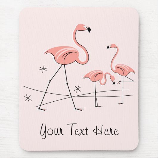 Flamingos Pink Trio 2 "Text" mousepad Muismat (Voorkant)