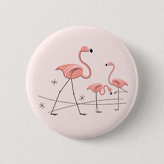 Flamingos Pink Trio 2-toets Ronde Button 5,7 Cm (Voorkant)