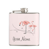 Flamingos Pink Trio 3 Naam omwikkelde kolf Heupfles (Voorkant)