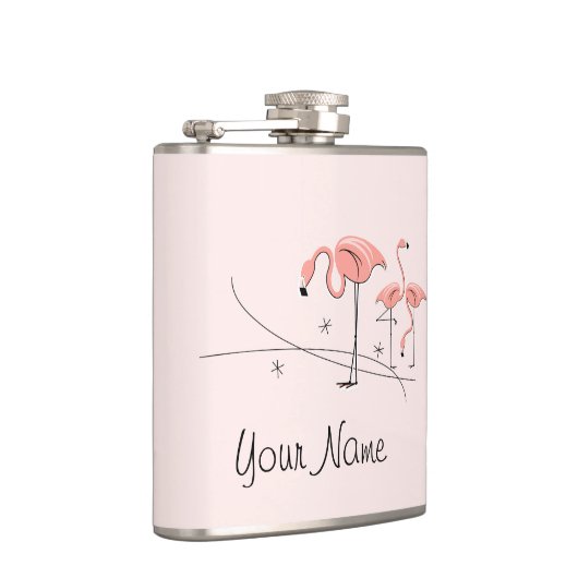 Flamingos Pink Trio 3 Naam omwikkelde kolf Heupfles (Rechts)