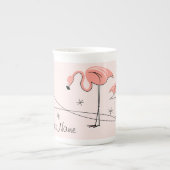 Flamingos Pink Trio 3 Name bone china mok (Voorkant)