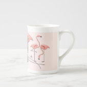 Flamingos Pink Trio 3 Name bone china mok (Rechts)