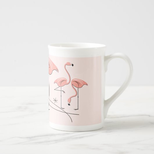 Flamingos Pink Trio 3 Name bone china mok (Rechts)