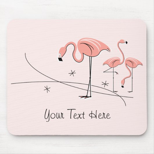 Flamingos Pink Trio 3 "Text" mousepad Muismat (Voorkant)