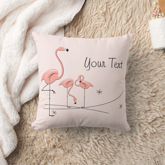 Flamingos Pink Trio 4 "Jouw tekst" vierkant Kussen (Deken)