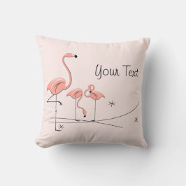 Flamingos Pink Trio 4 "Jouw tekst" vierkant Kussen