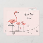 Flamingos Pink Trio 4 Text briefkaart (Voorkant / Achterkant)