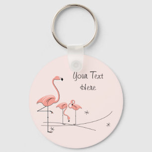 Flamingos Pink Trio 4 Text key chain Sleutelhanger