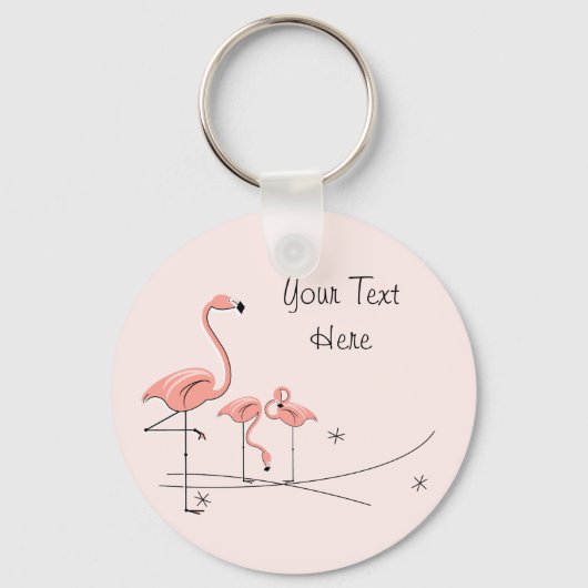 Flamingos Pink Trio 4 Text key chain Sleutelhanger (Voorkant)