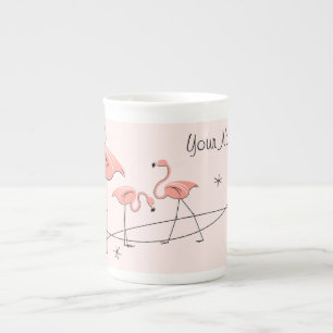 Flamingos Pink Trio Name bone china mok