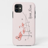 Flamingos Pink Trio 'Name' iPhone 11 hoesje (Achterkant)