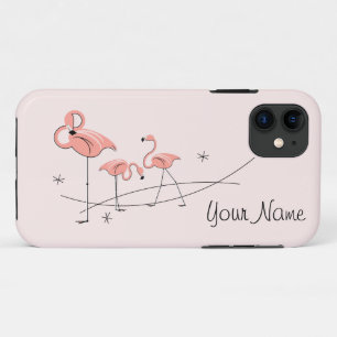 Flamingos Pink Trio 'Name' iPhone 11 hoesje
