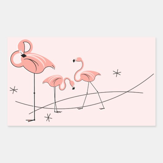 Flamingos Pink Trio sticker rechthoek (Voorkant)