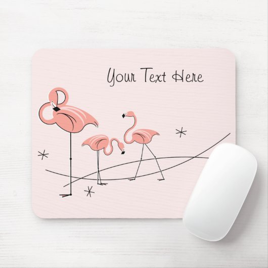 Flamingos Pink Trio "Text" mousepad Muismat (Met muis)