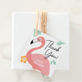 Flamingo's & Plezierige Tropische Verjaardag Dank  Bedankjes Labels
