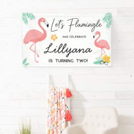 Flamingo's & Plezierige Tropische Verjaardagsfeest Spandoek