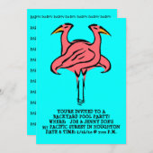 FLAMINGOS ~POOL PARTY INVITATION ~ EZ OM AAN TE PA KAART (Voorkant / Achterkant)