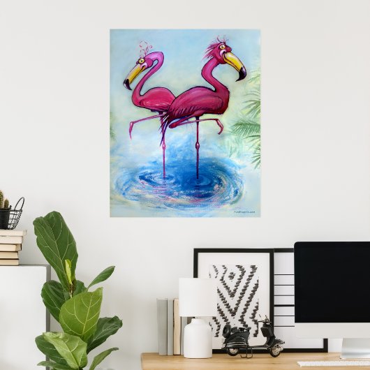 Flamingos Poster (Thuiskantoor)
