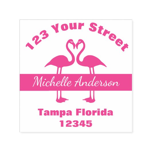 Flamingo's retouradres  zelfinktende stempel (Design)