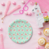 Flamingo's Retro Green Multi Papieren Bordje (Feest)