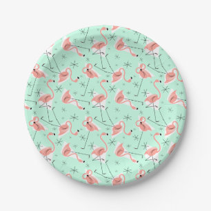 Flamingo's Retro Green Multi Papieren Bordje