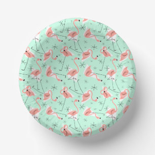 Flamingo's Retro Green Multi Papieren Kommen