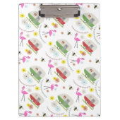 Flamingos + Retro Trailers Patroonplaat Klembord (Voorkant)
