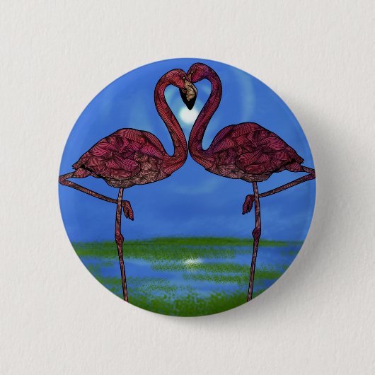 Flamingos Ronde Button 5,7 Cm (Voorkant)