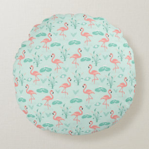Flamingo's Roze Groen Tropische Vogels Trendy Rond Kussen