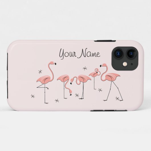Flamingo's Roze Groep 'Naam' iPhone 11 hoesje (Achterkant (horizontaal))