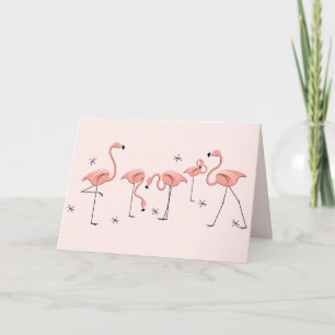 Flamingo's Roze Groep tekst wenskaart Kaart