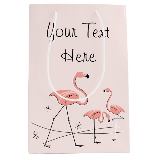 Flamingo's Roze Trio 2 Text cadeautas zak medium (Voorkant)