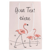 Flamingo's Roze Trio 2 Text cadeautas zak medium (Achterkant)