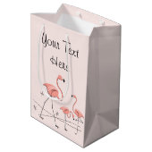 Flamingo's Roze Trio 2 Text cadeautas zak medium (Achterkant Gekanteld)