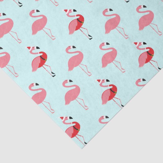 Flamingos Santa Flamingo patroon Blue Kerstmis Tissuepapier (Detail)