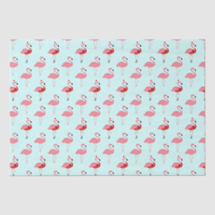 Flamingos Santa Flamingo patroon Blue Kerstmis Tissuepapier