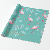 Flamingos Santa Hat Cadeaus Snowflakes Cadeaupapier (Uitgerold)