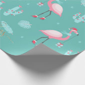 Flamingos Santa Hat Cadeaus Snowflakes Cadeaupapier (Hoek)