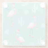 Flamingos Santa Hat Cadeaus Snowflakes Glazen Onderzetter (Achterkant)