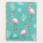 Flamingos Santa Hat Cadeaus Snowflakes Planner (Voorkant)