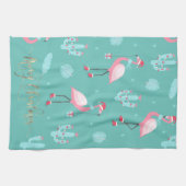 Flamingos Santa Hat Cadeaus Snowflakes Theedoek (Horizontaal)