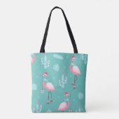 Flamingos Santa Hat Cadeaus Snowflakes Tote Bag (Achterkant)