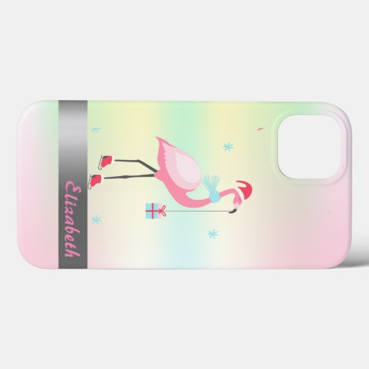 Flamingos Santa Hat Holographic Iridescent Case-Mate iPhone Case (Achterkant (horizontaal))